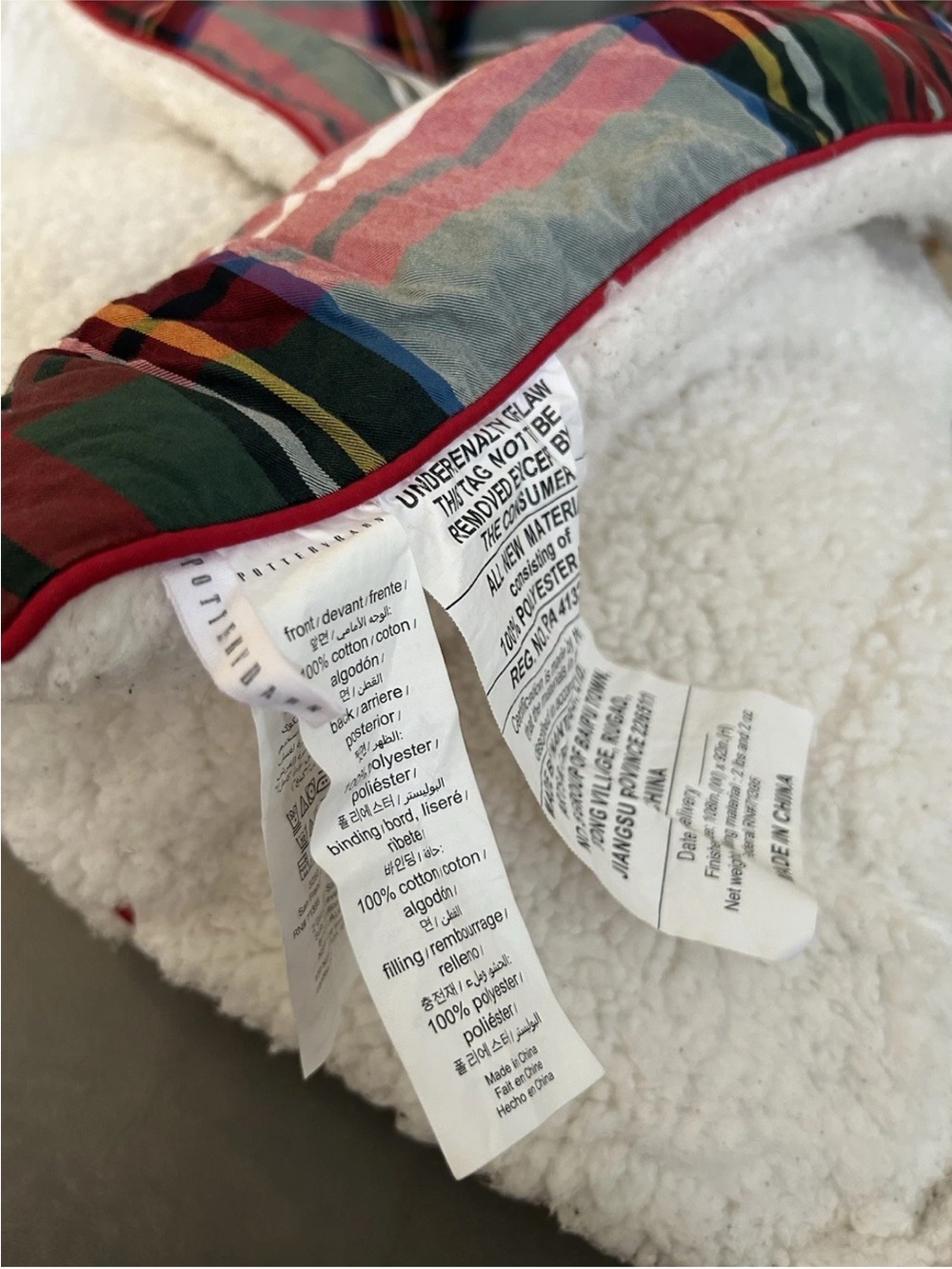 Pottery Barn Stewart Plaid King Comforter Sherpa Christmas Red Green - Picture 5 of 7